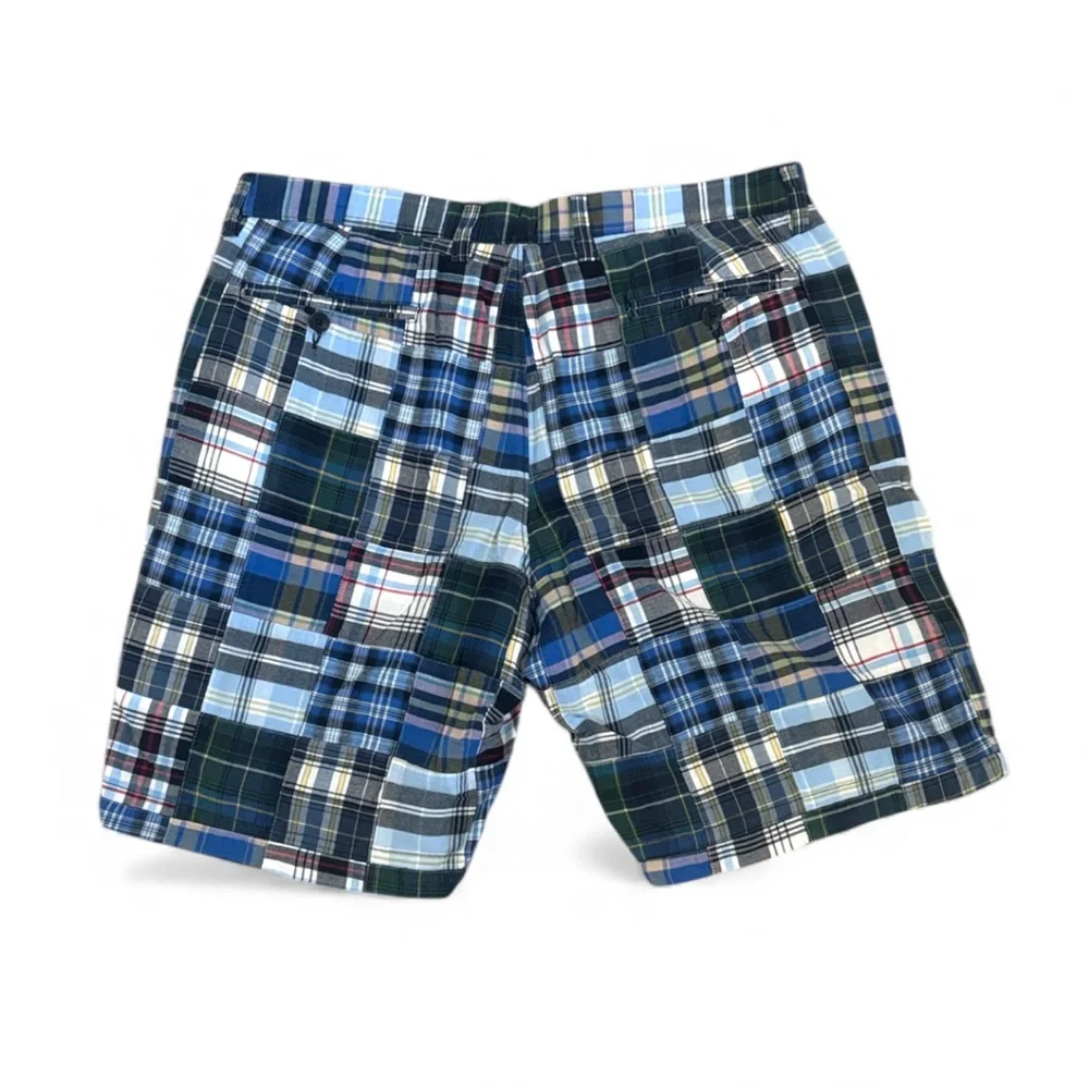 J Crew Madras Patchwork Shorts Mens 33 Cotton Preppy Plaid Casual
